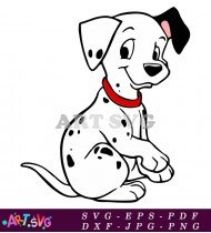 Sitting Dalmatian Dog Cartoon Clipart SVG