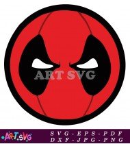 Deadpool Face Circle Red White Black SVG