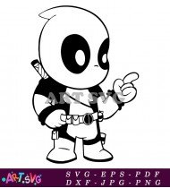 Deadpool Chibi Cartoon Character Art SVG