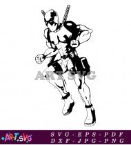 Deadpool Superhero Black and White SVG