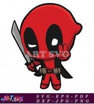 Deadpool Cartoon Character Chibi Art SVG