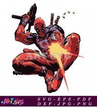 Red and Black Deadpool Character Artwork SVG