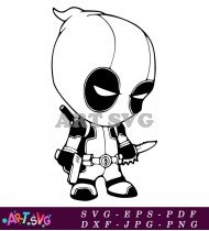 Black and White Deadpool Head Cartoon SVG