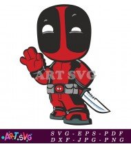 Cartoon Red Deadpool with a Knife SVG