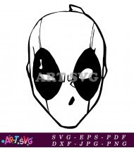 Black and White Deadpool Head Silhouette SVG