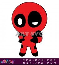 Red and Black Deadpool Cartoon Illustration SVG