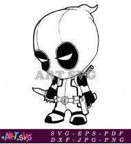 Deadpool Cartoon Character Wearing A Mask SVG