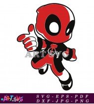 Deadpool Cartoon Character With A Thumb SVG