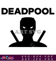 Deadpool Cartoon Character With Two Swords SVG