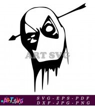 Deadpool Black And White Mask Vector Illustration SVG