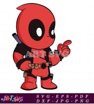 Chibi Deadpool Cartoon Character Vector Art SVG