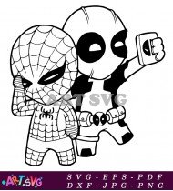 Deadpool Spider-Man Mashup Cartoon Vector Art SVG