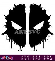 Deadpool Black And White Mask Vector Clipart SVG