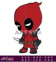 Deadpool Chibi Cartoon Character Vector Art SVG