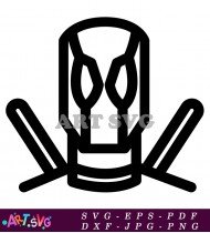 Black and White Deadpool Mask Symbol Vector SVG