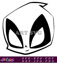 Black And White Deadpool Chibi Character Head SVG