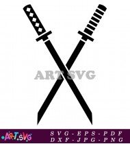 Black And White Samurai Swords Crossover Design SVG