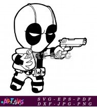 Cartoon Deadpool Character Holding A Pistol SVG