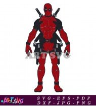 Muscular Deadpool Comic Character Design SVG