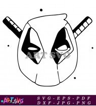 Black And White Cartoon Deadpool Mask Design SVG