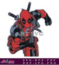 Deadpool Comic Book Character With Swords SVG