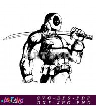 Comic Book Character Deadpool With Sword SVG