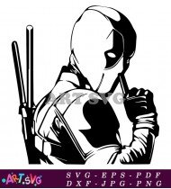 Deadpool Character With Knife and Gun in Hand SVG