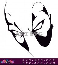 Black and White Deadpool Character Head Vector SVG