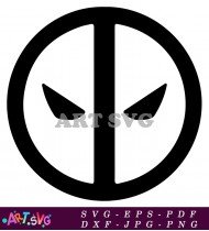 Classic Round Deadpool Mask Simple Black Design SVG