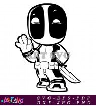 Cute Cartoon Deadpool Character Clip Art Free SVG