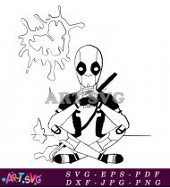 Deadpool Cartoon Character Clip Art Design SVG 12