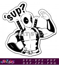 Cartoon Deadpool Character Wearing Mask SVG