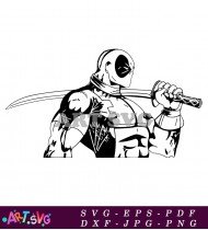 Deadpool Character With A Weapon And Sword SVG