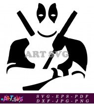 Deadpool Holding Katanas With Happy Face SVG