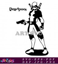 Deadpool Jumping With Swords And Mask SVG