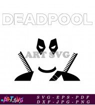 Deadpool Head Design Swords Background SVG