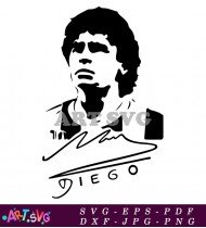 Diego Maradona Signature with Number SVG