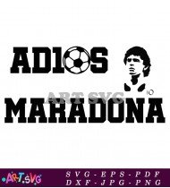 Adios Maradona Football Black Font Style SVG