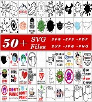 COVID 19 SVG Bundle, Pandemic Designs, Virus Art, Quarantine Clipart, Social Distancing SVG