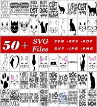 Cat SVG Bundle, Feline SVG Files, Cartoon Cat Clipart, Cute Cat Designs, Cat Lovers SVG