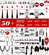 Makeup SVG Designs, Beauty Clipart, Cartoon SVG Files, Movie Character Graphics, Artistic SVG Elements