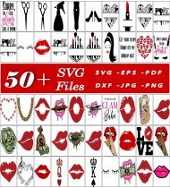 Makeup SVG Designs, Beauty Clipart, Cartoon SVGs, Movie Character Cut Files, Artistic SVG Bundle