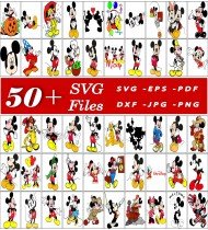 Mickey Mouse SVG Bundle, Disney SVG Designs, Cartoon SVG Files, Cricut, Silhouette, 50 Files