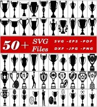 Trophy SVG, Silhouette Cut Files, Award Graphics, Victory Clipart, Winner Designs