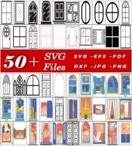 Window SVG Bundle, 50 Files, Movie Characters, Cartoon SVGs, Digital Art, High-Quality Designs