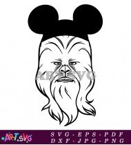 Star Wars Chewbacca Face Outline Design SVG