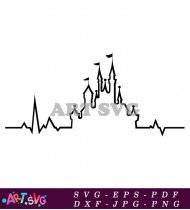 Disney Castle Black And White Design SVG