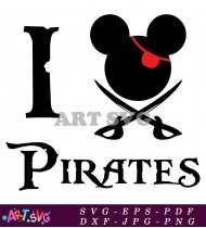 I Love Pirates Mickey Mouse SVG Design 1