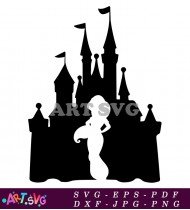 Disney Castle Silhouette Black And White SVG 1