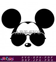 Mickey Mouse Head Silhouette Wearing Sunglasses SVG